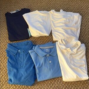 Boys shirts & polos bundle of 6 tops size medium white and blue New